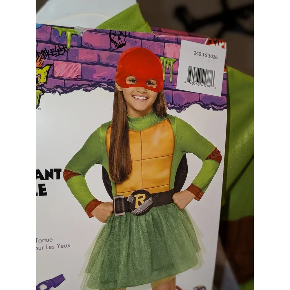 Girls Teenage Mutant Ninja Turtles 4 in 1 Mask Costume Tutu Size Large 10-12 NEW